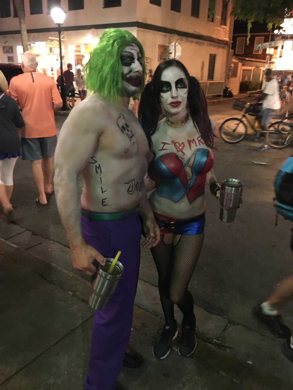  fantasy fest 2016 key west crowd shots pictures body paint nudity costume joker harley quinn 