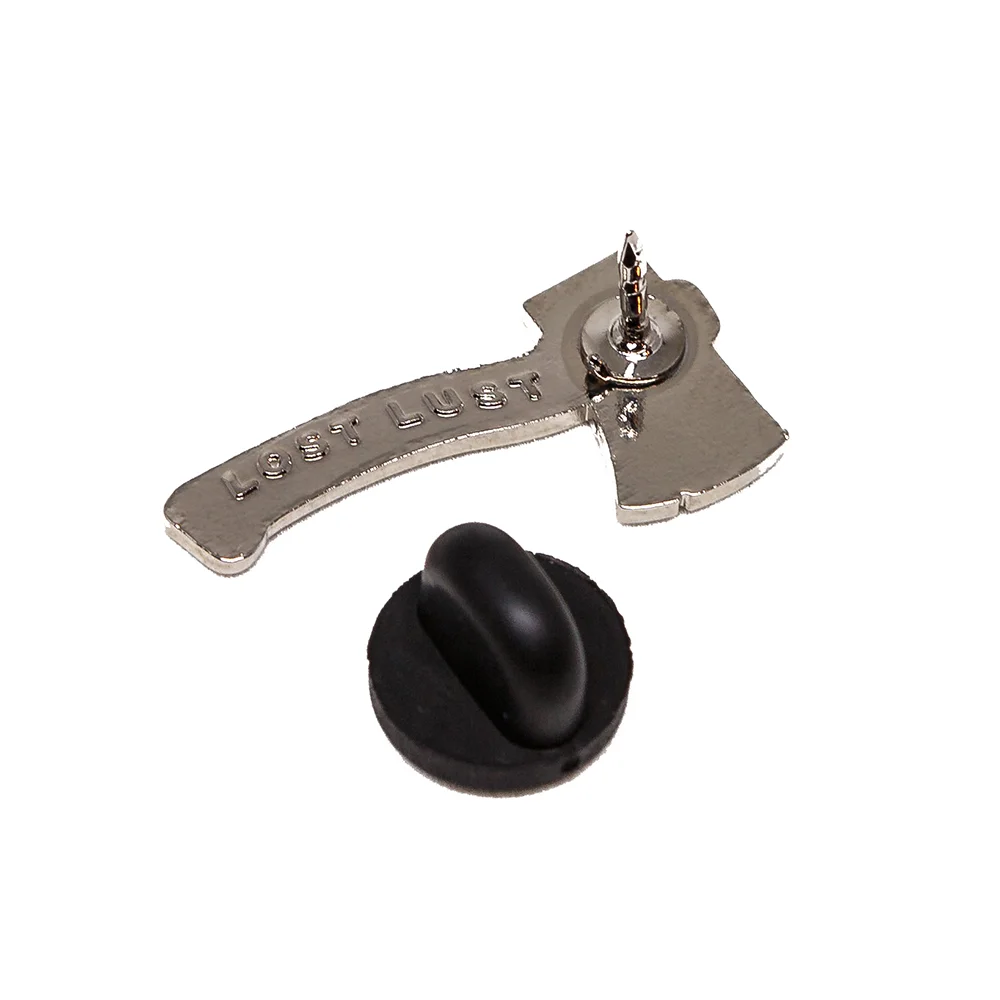 A hatchet axe die cast soft enamel lapel pin, by Lost Lust Supply, perfect for autumn.