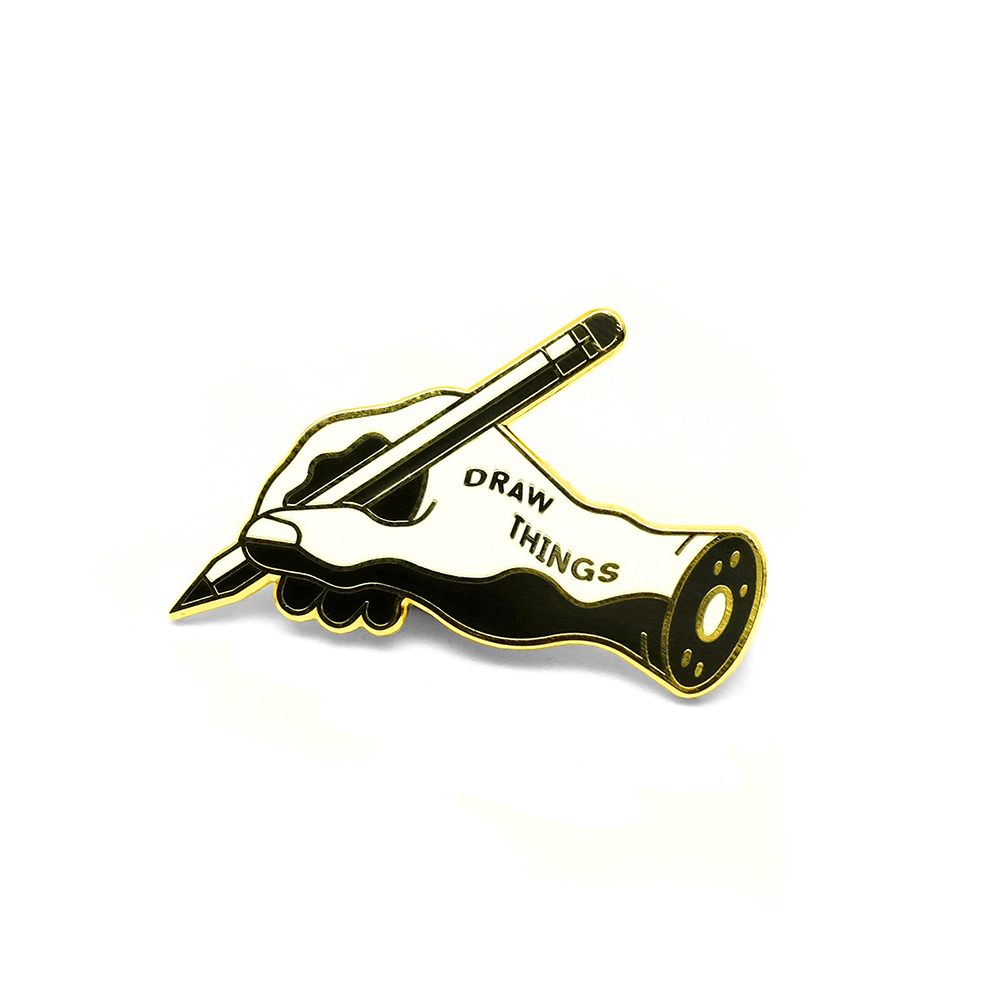 LLS061 : Draw Things Hand Hard Enamel Pin 1" x 1" $4