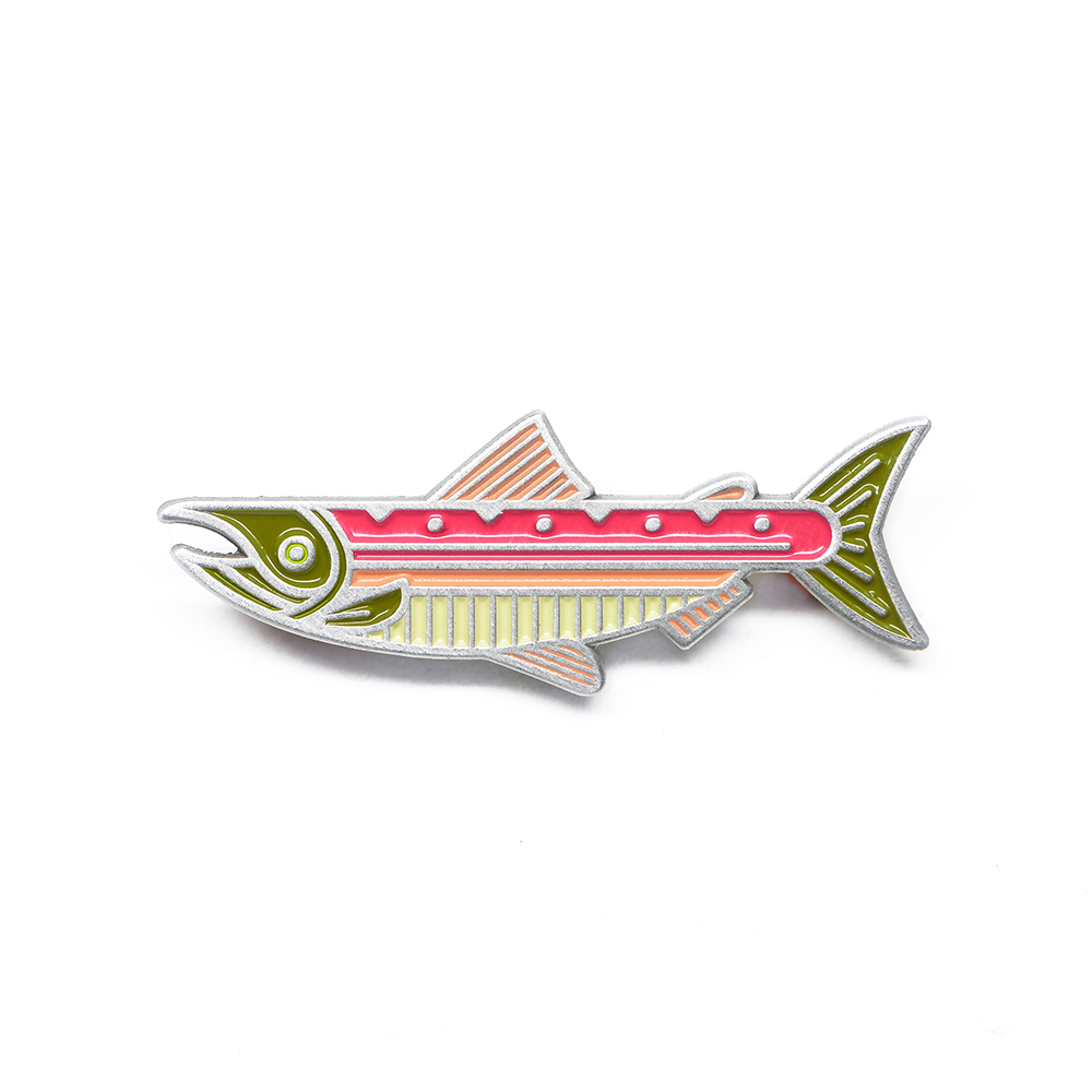 LLS055 : Sockeye Salmon Soft Enamel Pin 1.75" x 0.7" $4