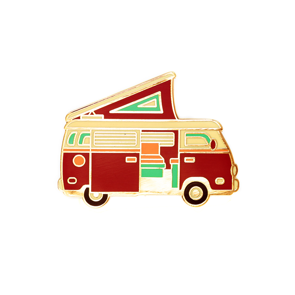 LLS030-R : Camper Van (Red) Hard Enamel Pin 1.3" x 1" $4