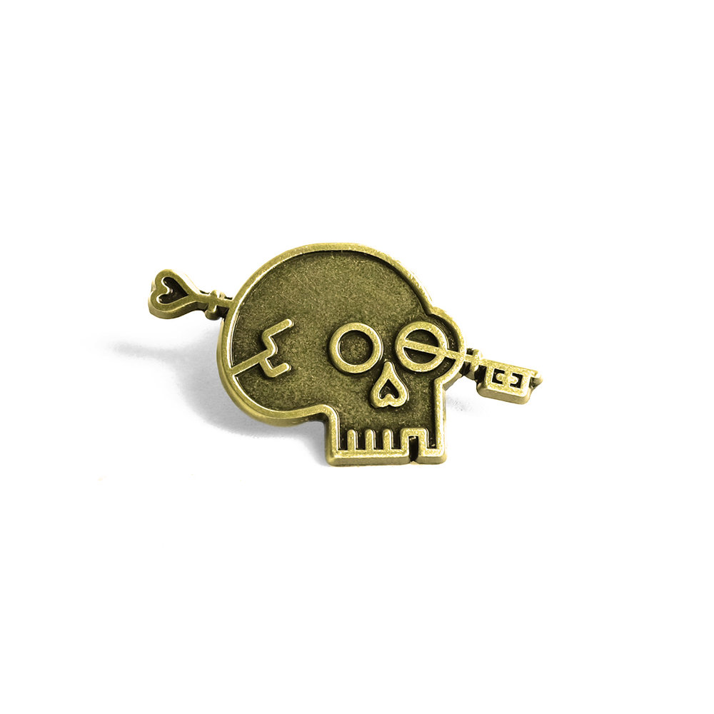 LLS001b : Lost Lust Logo (Brass) Antique Brass Pin 1.25" x 0.75" $4