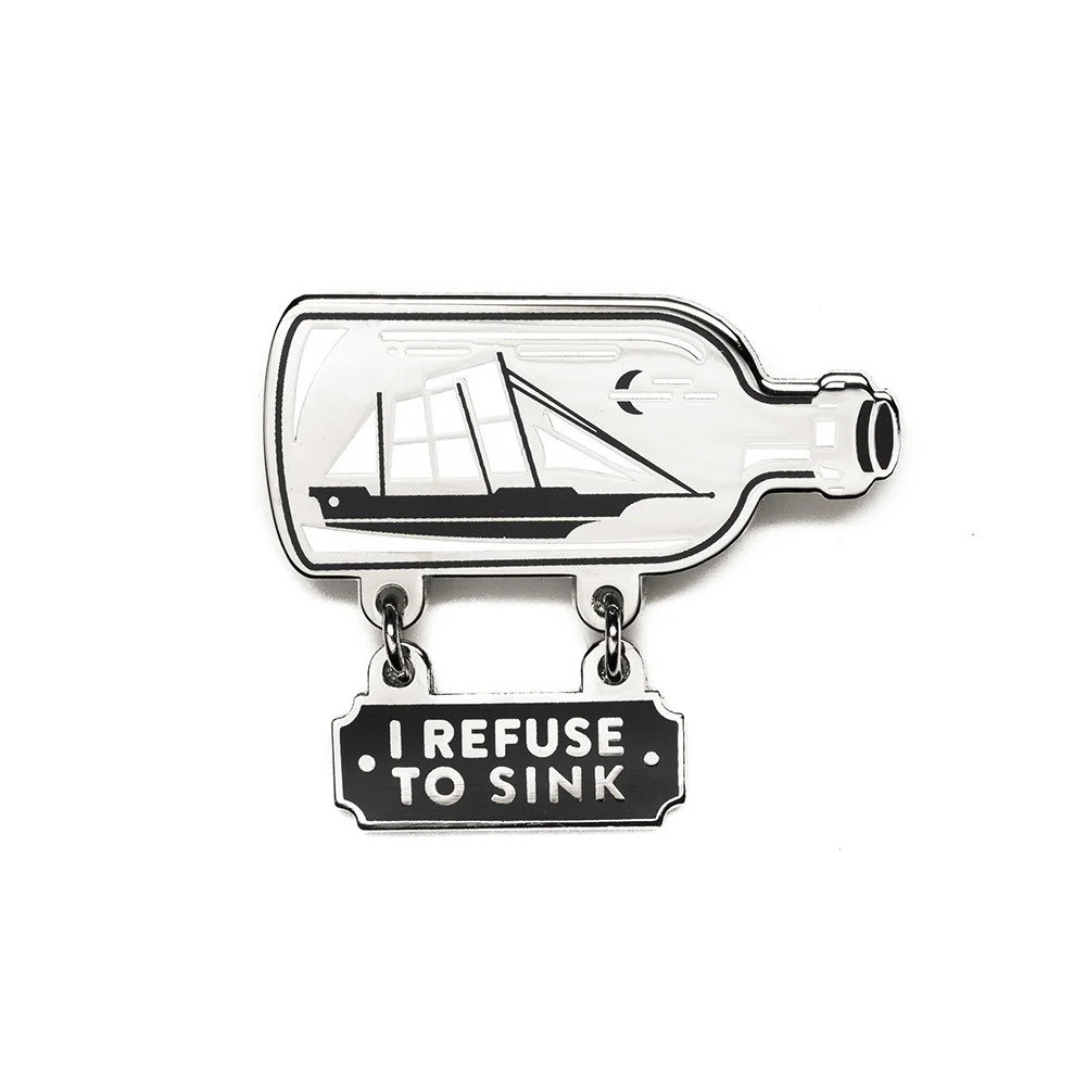 LLS102 : Bottled Ship Hard enamel pin 1.6" x 0.72" $5