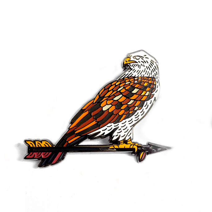 LLS105-R : Ferruginous Hawk Hard enamel pin 2" x 2" $4