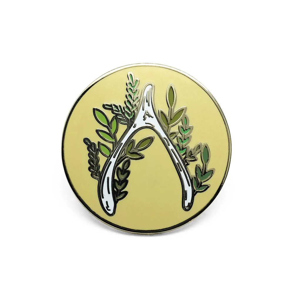 LLS126 : Wishbone Hard enamel pin 1.4" x 1.4" $4