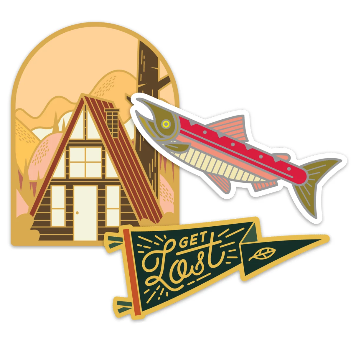 LLS148 : Wanderlust Sticker Pack 3x 4” vinyl stickers Ships in retail hang bag | $5