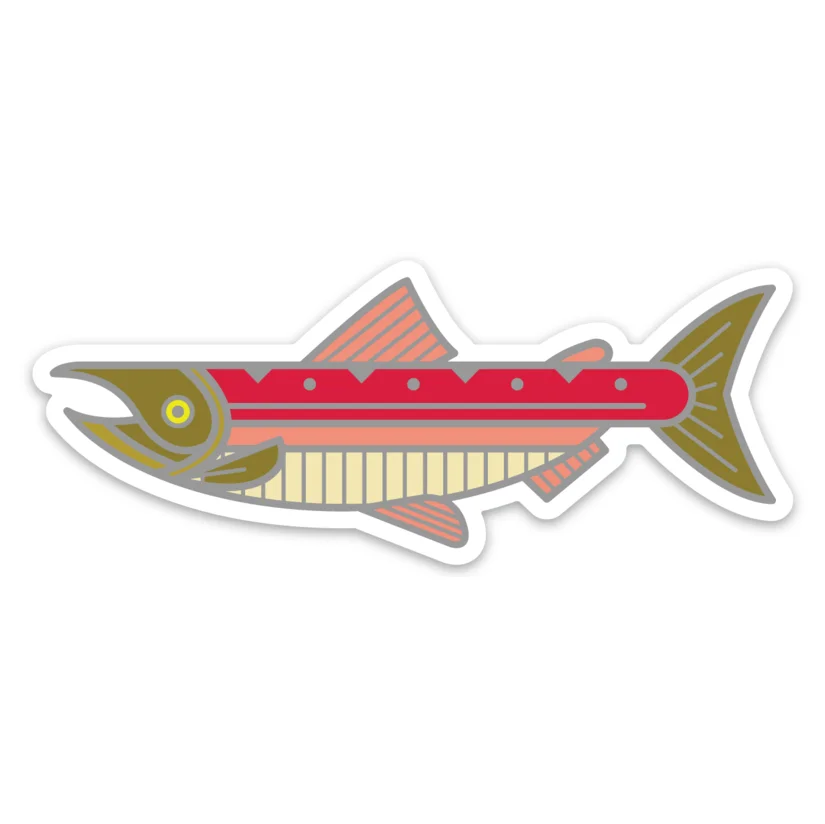 LLS055-S : Sockeye Salmon Vinyl sticker 4” x 1.6” | $2 Minimum : 5