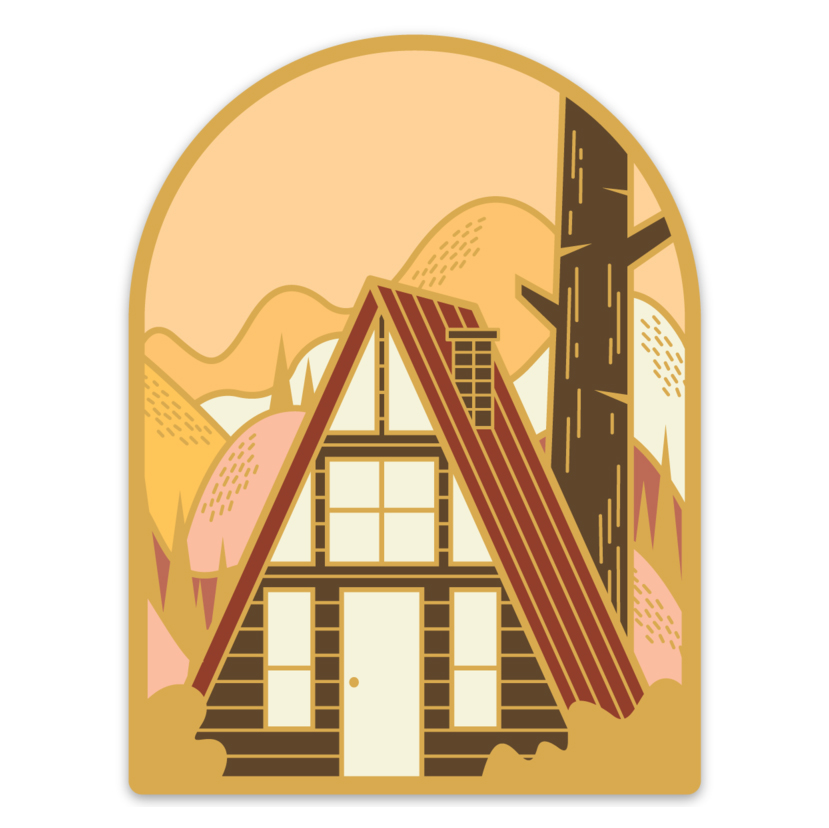 LLS133-S : Autumn A-Frame Vinyl sticker 3” x 4” | $2 Minimum : 5