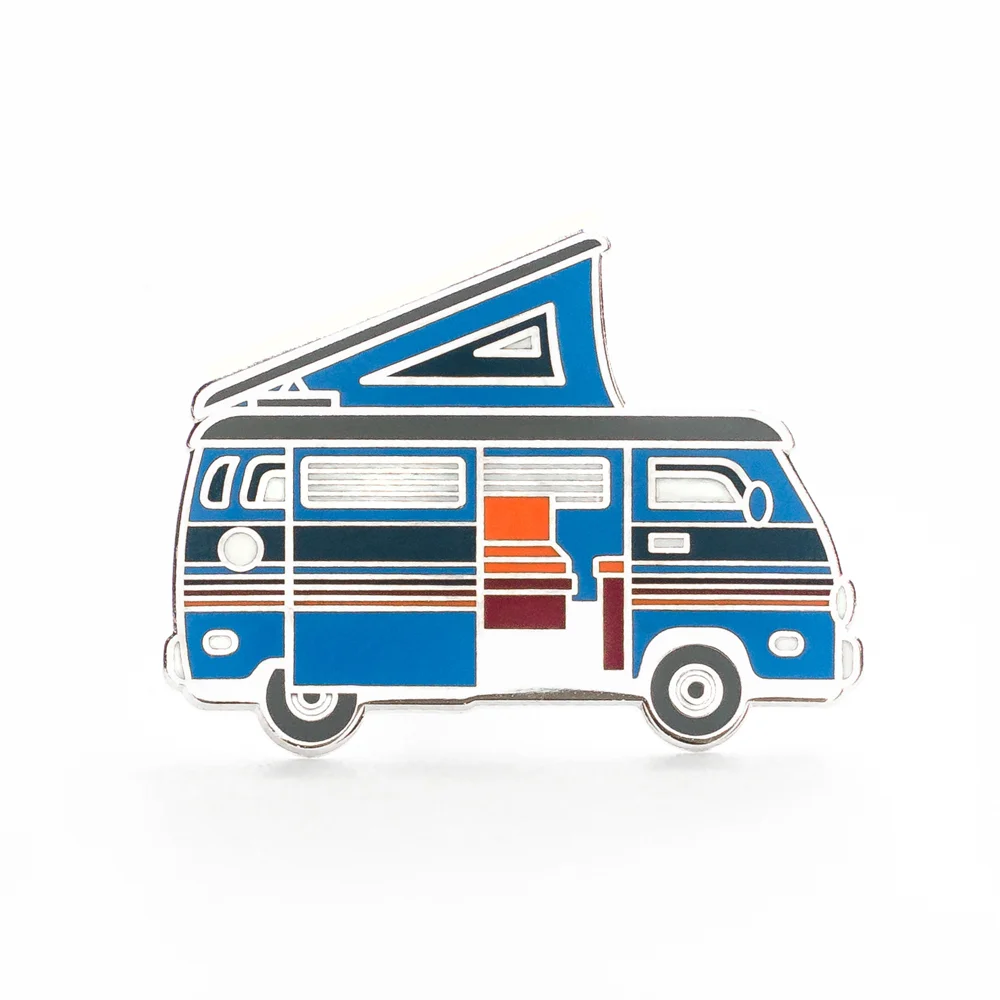 LLS030-I : Camper Van (Blue) Hard Enamel Pin 1.3" x 1" $4