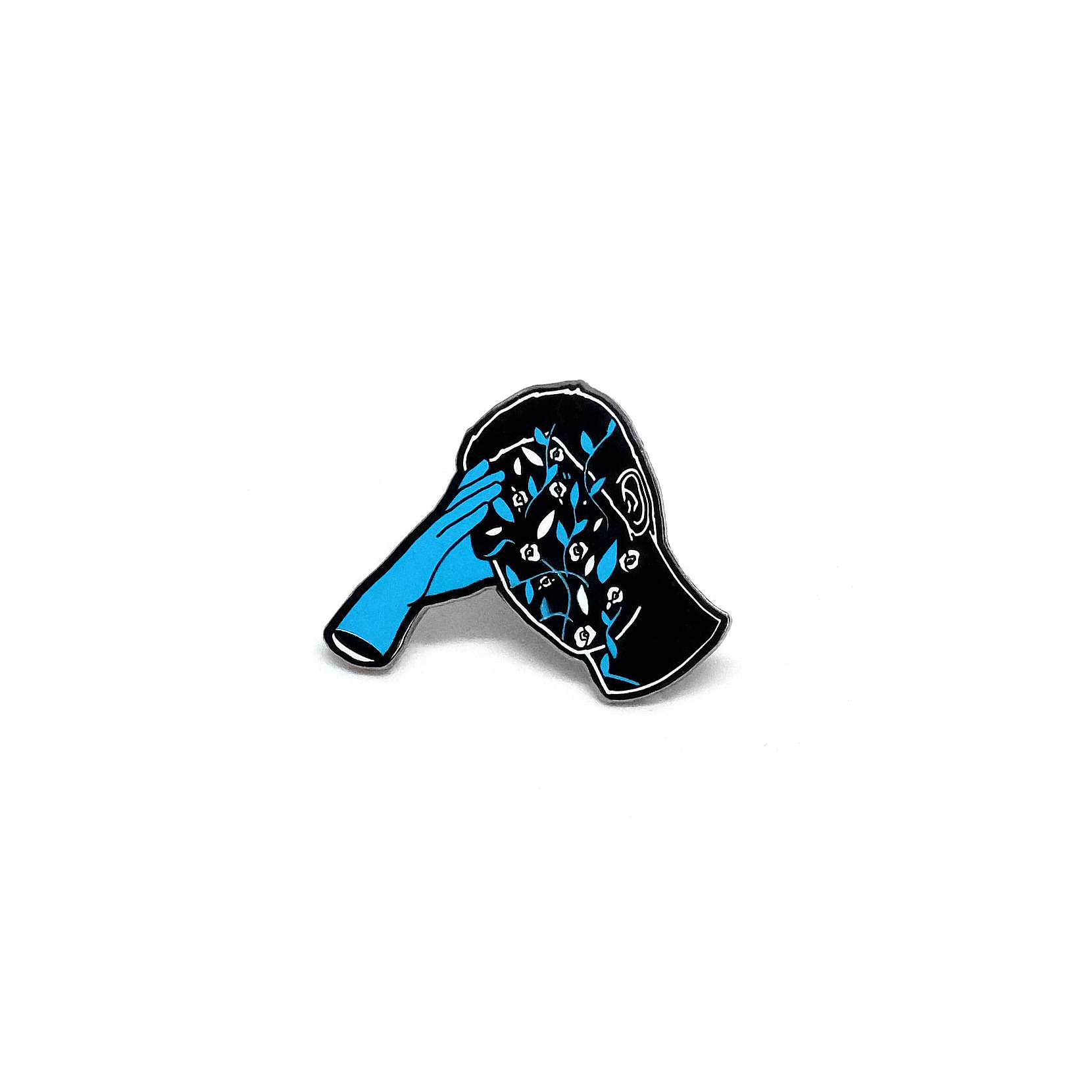 My Head Hurts Enamel Lapel Pin Artist Series Pin by Ann Escamilla Foliage Botanical Black and Blue Hard Enamel Emo Headache Chicago