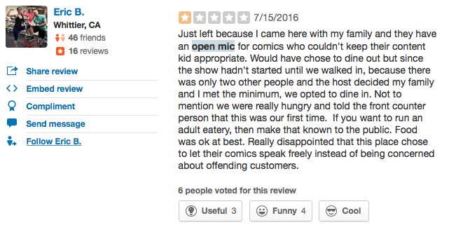 To be fair, comics are typically clean, they just go to the kid-fucking material when the little ones walk in! Nervous habit.