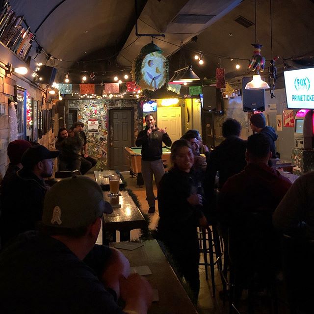 Mission Bar in Santa Ana. TUES Sign up 7:30pm, starts at 8. First come first served. 5 minutes. No purchase necessary. Hosted by Ramon Hernandez and Mike Medina. Lively dive bar can get really loud and there&rsquo;s a number of distractions. On the f