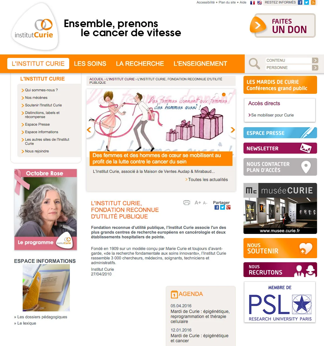 Institut Curie  http://curie.fr/fondation