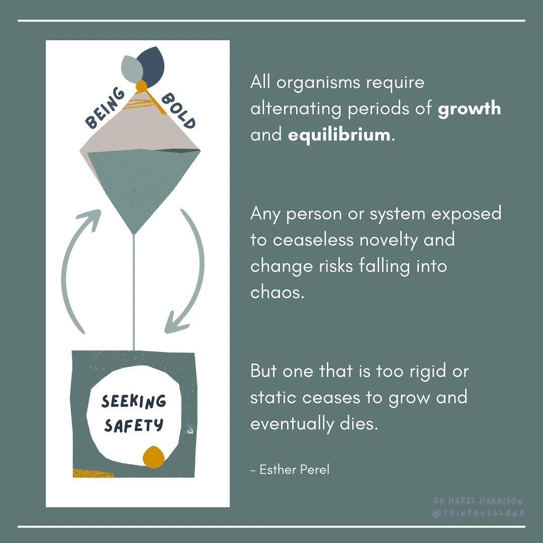 It's important to recognise that growth has an equally necessary partner - equilibrium. They come as a pair. 

If we want to grow, step out of our comfort zone (be bold) and keep working towards gritty goals, we also have to make time to rest, repair