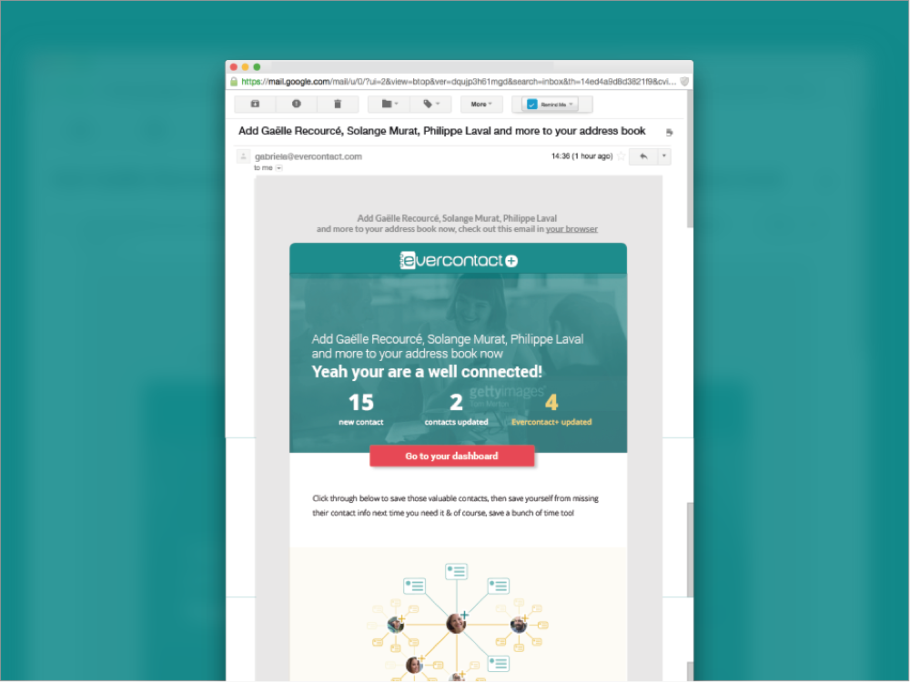Déclinaison de l'identité sur l'ensemble des prises de contacts et optimisation des points de contacts récurrents, ici la Newsletter hebdomadaire.