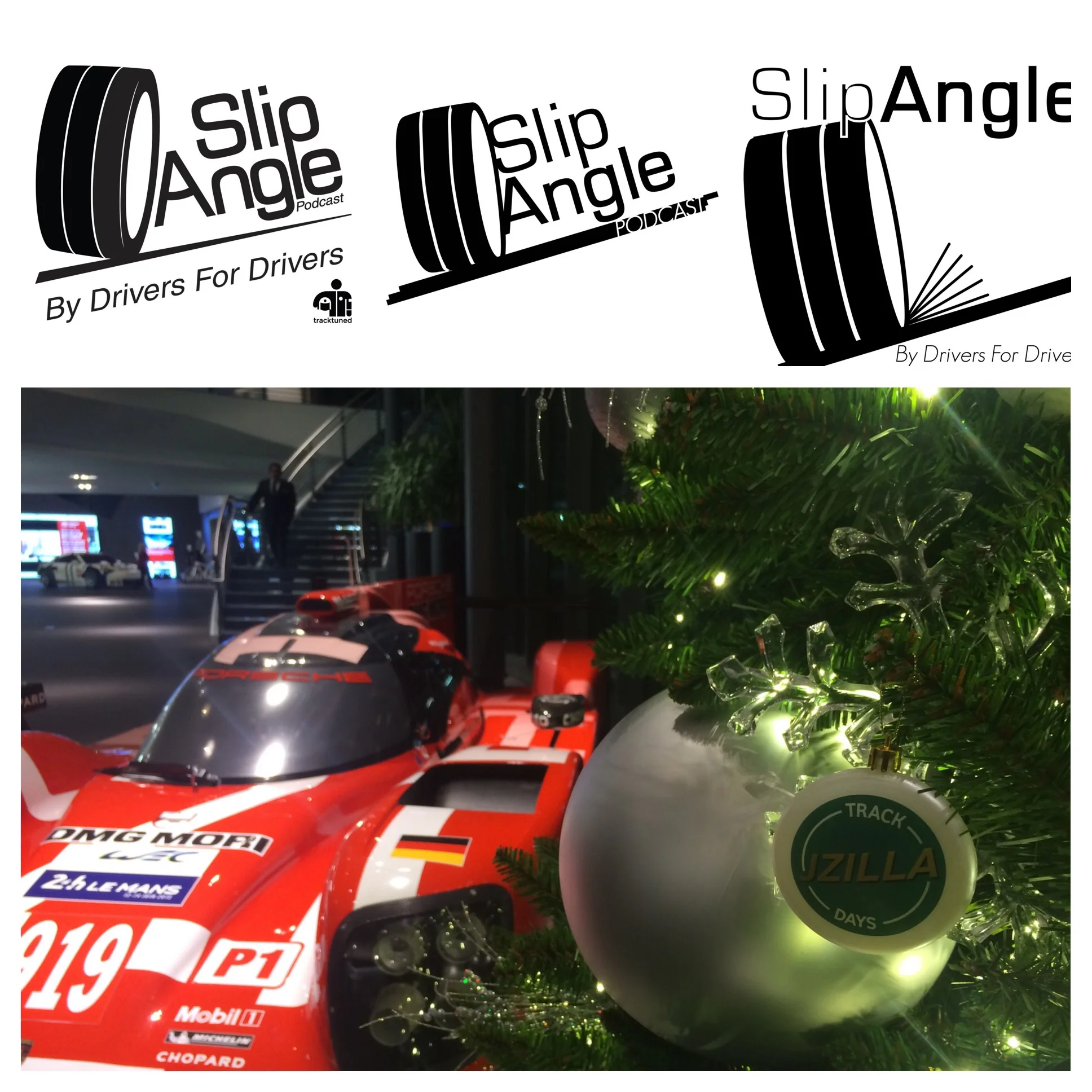 The progression of our SlipAngle logo over the past 6 months, and a Porsche 919 and JZilla Track Days wishing you Happy Holidays!