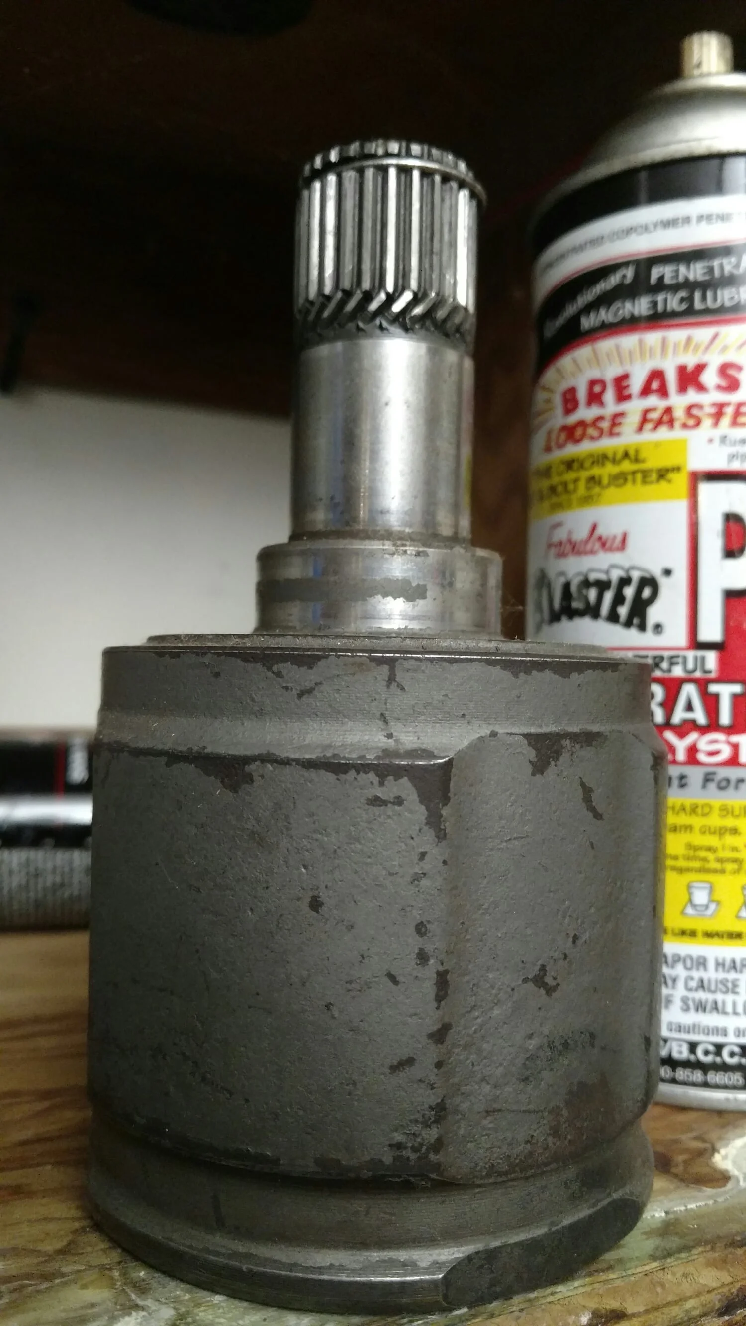 drag racing breaks things. It took a lot of force to get this out if the trans years ago in my drag racing days. Dead hooked and twisted the axle..