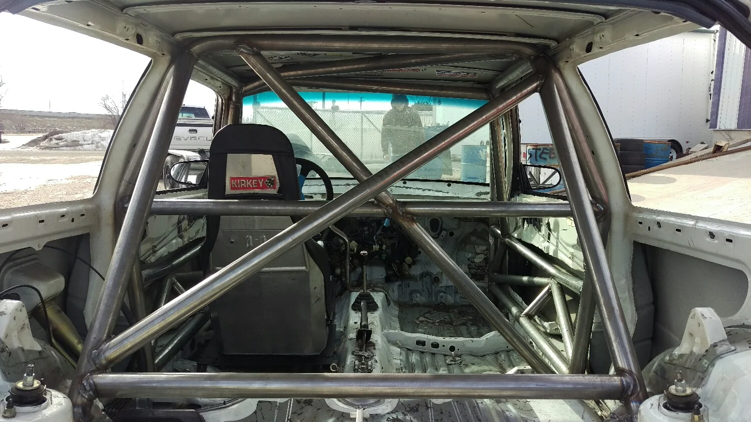 this shot shows the door bars, and how they protrude into the door cavity. they will be strong , yet also easy to live with with a lower height. some racecars use more of the door cavity and go higher up, but this will be a great track car, while also being legal for US racing series. This shot also shows how the downbars land at the shock towers, with the brace going between them. NASA doesn't allow the brace to be the landing point for the downbars, so keep that in mind. 