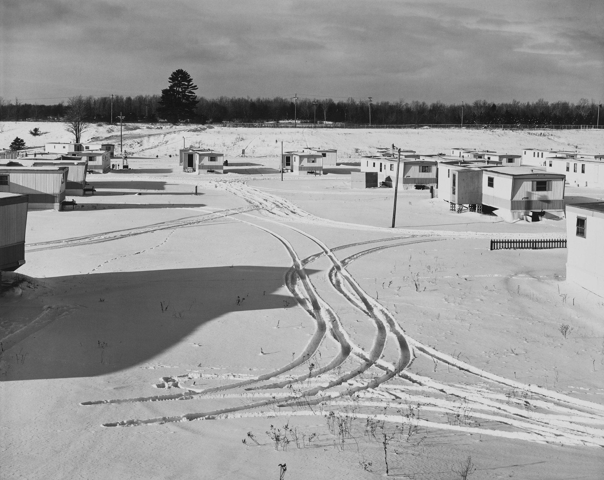 © Nicholas G Merrick 1975, Mobile Home Camp (Tracks in Snow) Mancelona, Michigan.jpeg