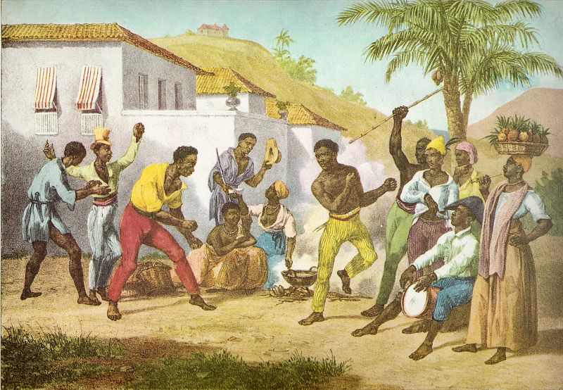 Slaves performing “Capoeira,” a Brazilian martial art, 1825
