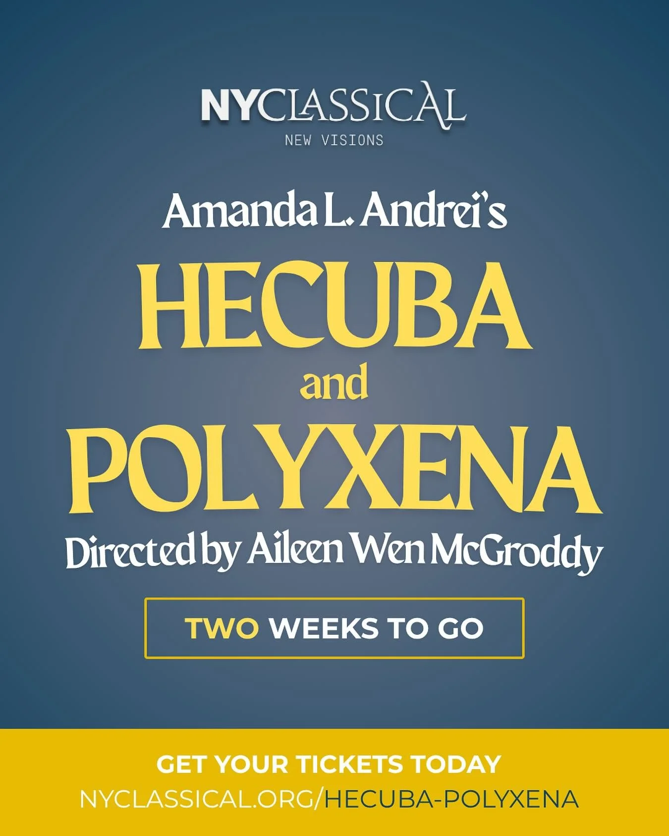 Two weeks until &ldquo;Hecuba and Polyxena&rdquo;!
This surreal adaptation, inspired by Euripides and the American eugenics movement, follows two Filipina women as they navigate grief, survival, and sacrifice.

Be part of New Visions, our program exp