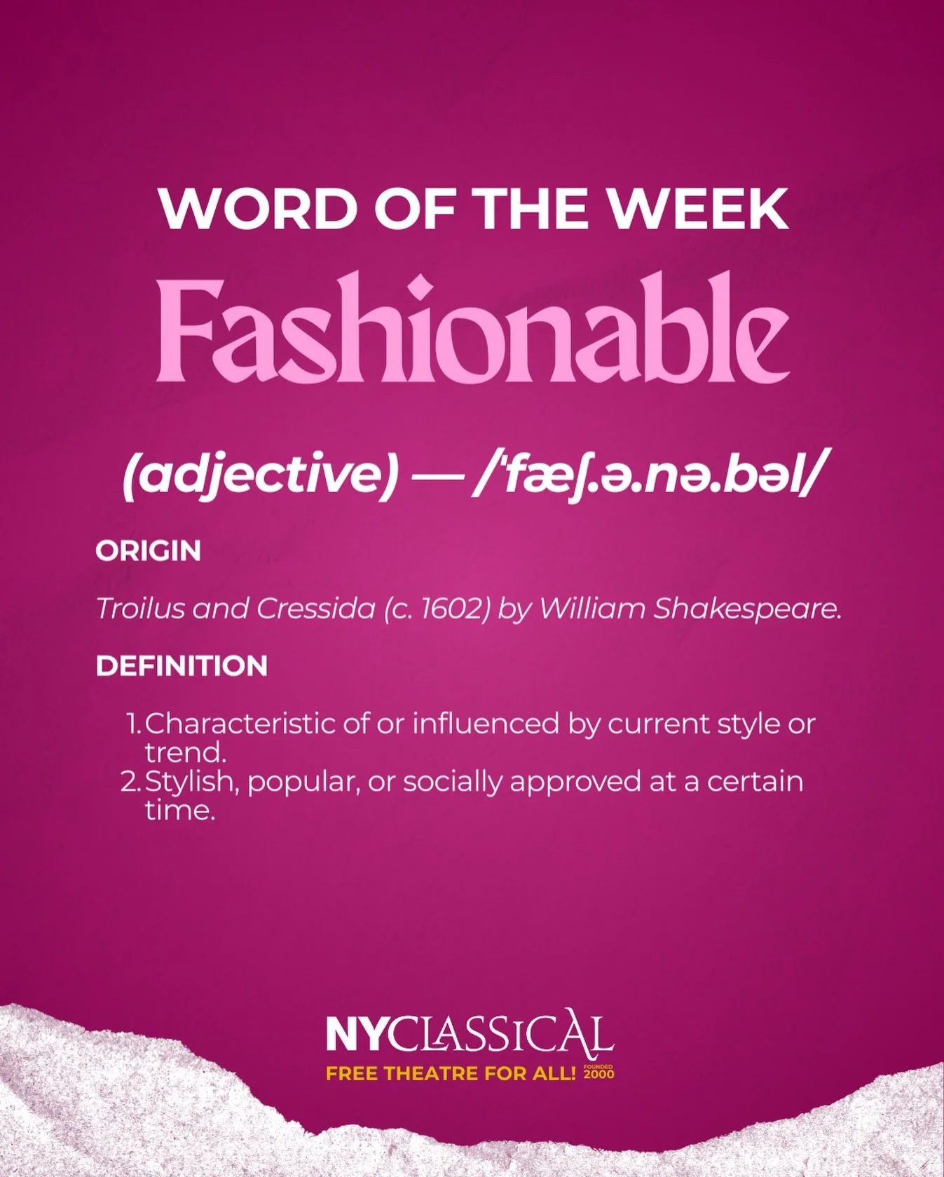 Shakespeare made &ldquo;fashionable&rdquo; a thing in 𝘛𝘳𝘰𝘪𝘭𝘶𝘴 𝘢𝘯𝘥 𝘊𝘳𝘦𝘴𝘴𝘪𝘥𝘢, proving that style has always been timeless. 👠🩷

What&rsquo;s your favorite Shakespeare-inspired fashion moment? 

#Fashionable 
#Shakespeare
#Shakespeare