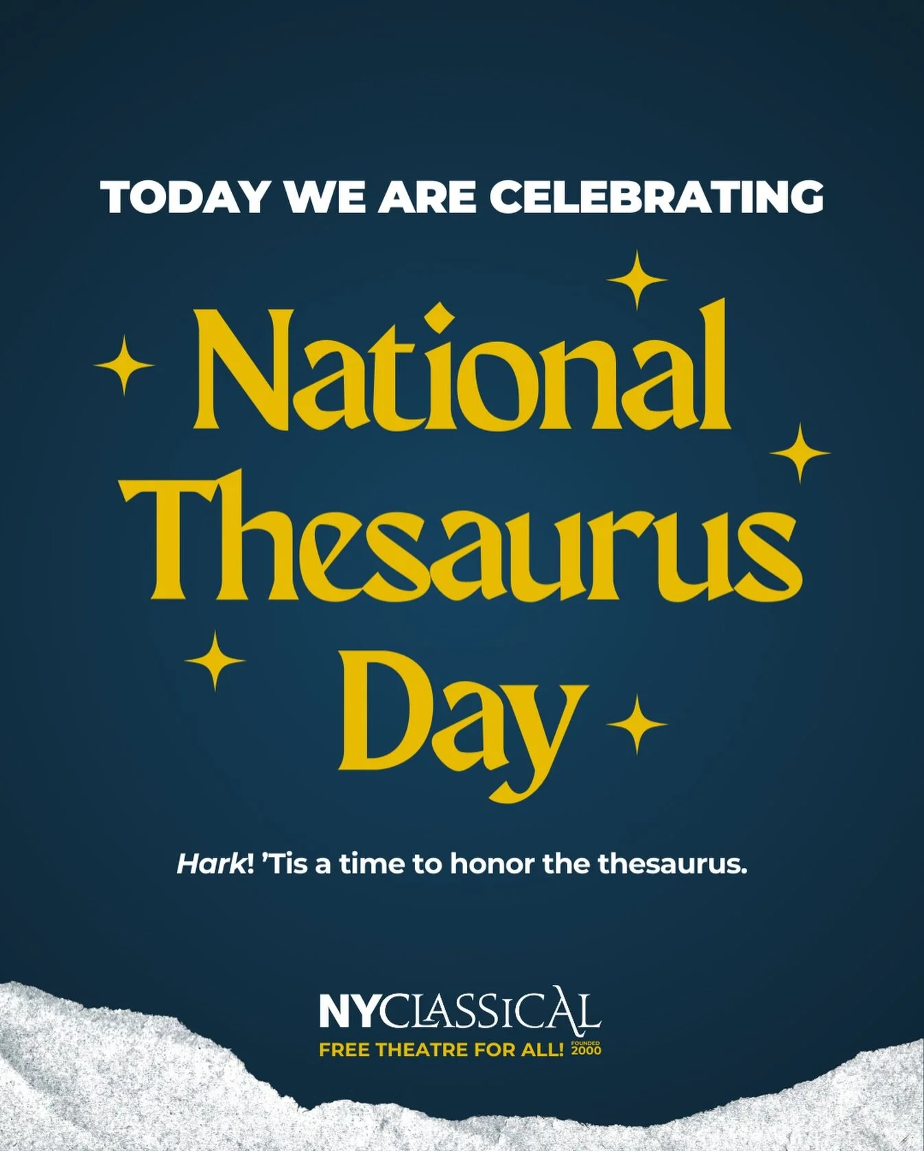 Happy National Thesaurus Day to everyone! 🤓📚

Shakespeare treated language like a costume closet: if the feeling didn&rsquo;t fit, he changed the word. Or made a new one.

National Thesaurus Day feels like his kind of holiday! 

#NYClassical
#Natio
