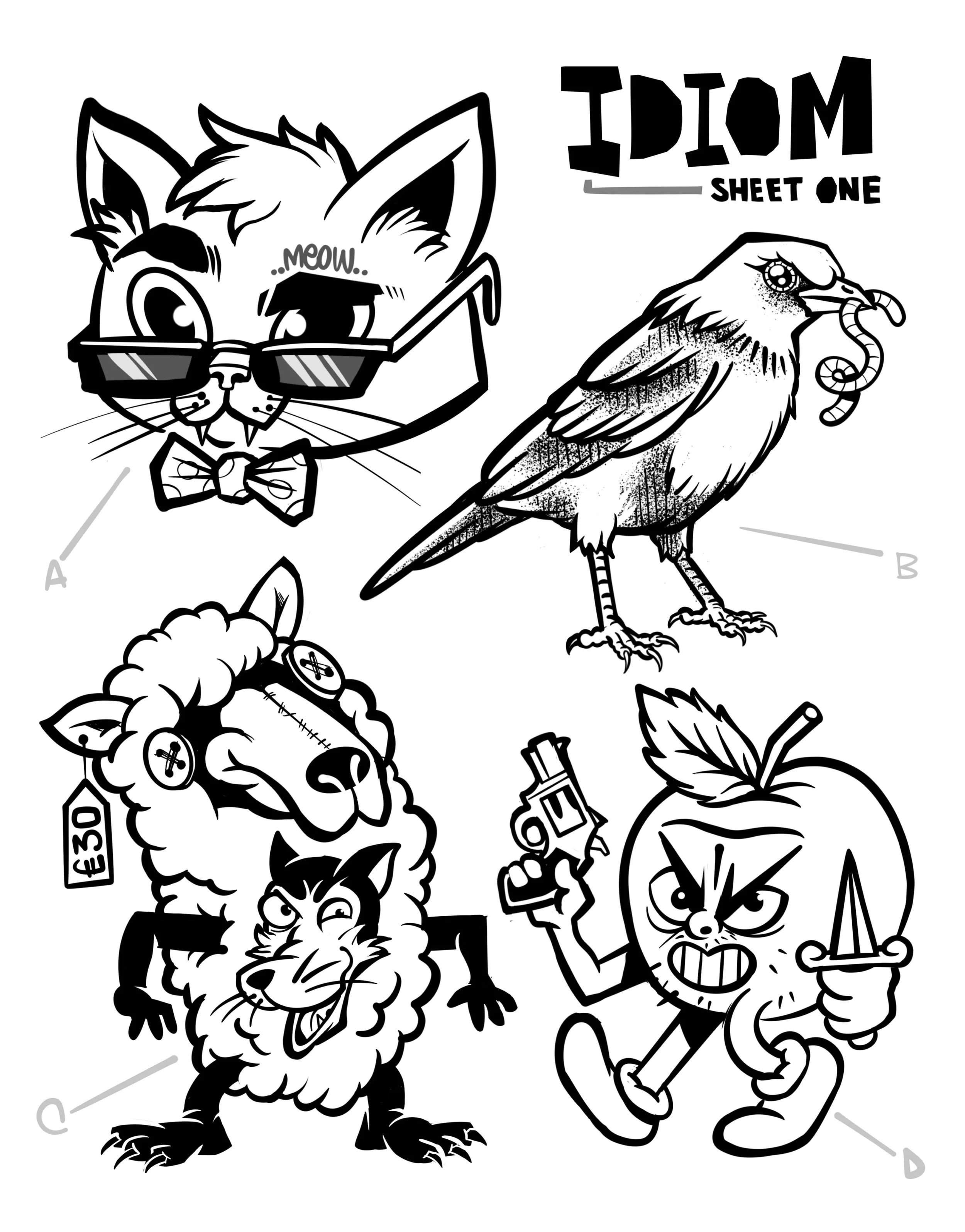 💎 Four familiar sayings turned into tattoo designs&hellip; starting fairly easy with the first flash sheet ,but can you work out what they are?

Drop your guesses for A, B, C and D in the comments 👇

🖍️ I&rsquo;m already working on Sheet Two, so s