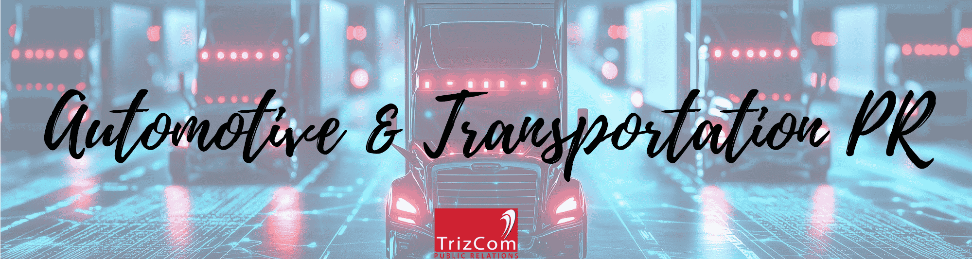 automotive and transportation - a row of semitrucks