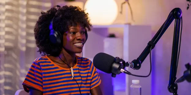 black woman with a michrophone