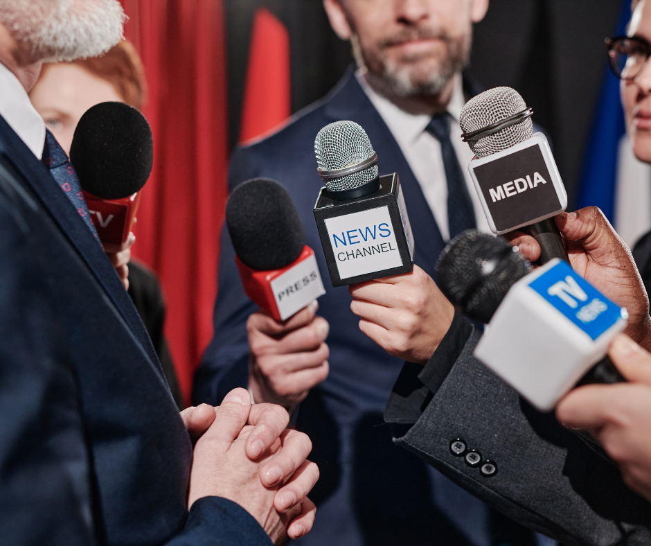 3 people holding media microphones - How Does Executive Media Training Turn Media Moments Into Leadership Advantages?