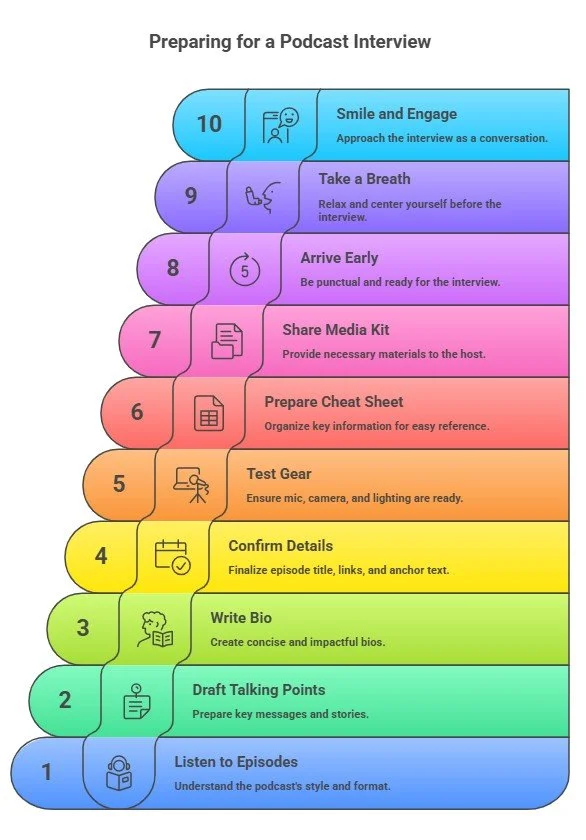 preparing for a podcast interview graphic