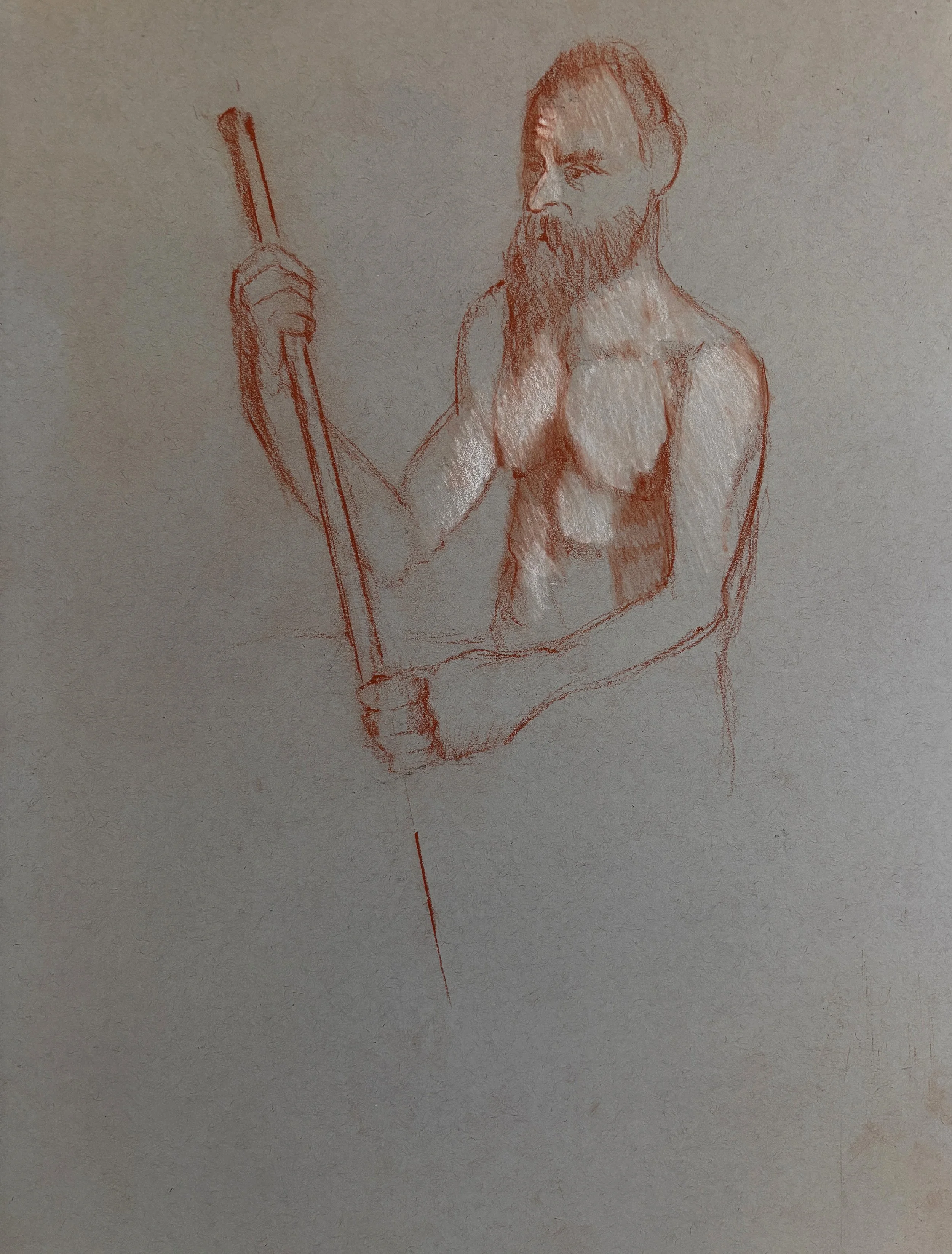 Sanguine on toned paper  