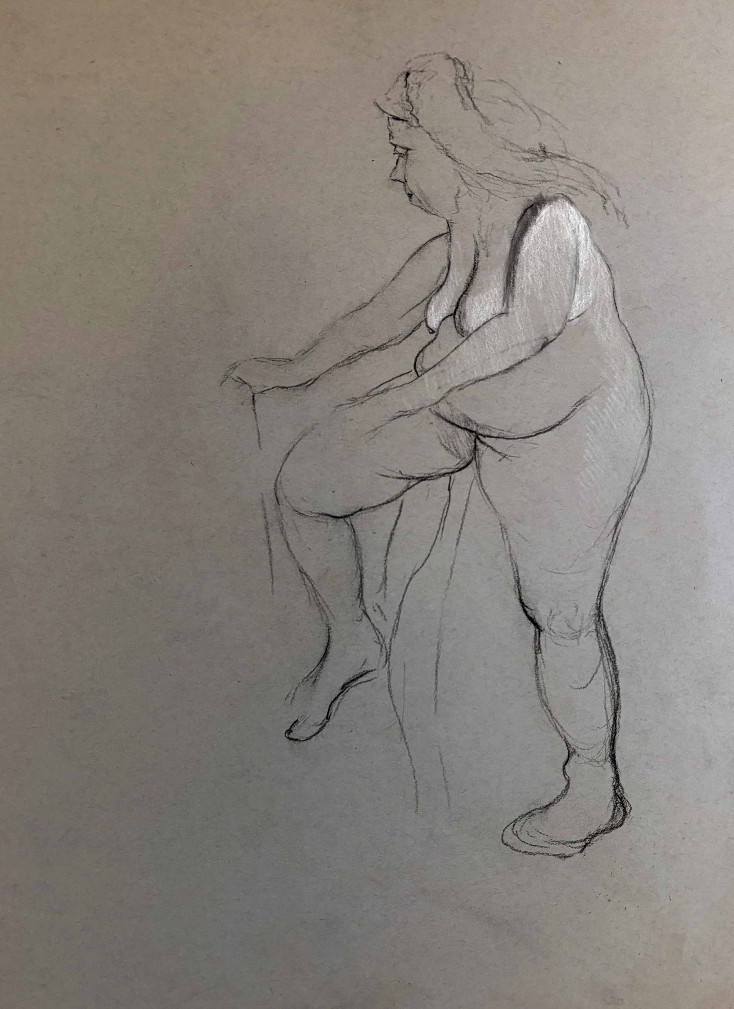 Charcoal on toned paper