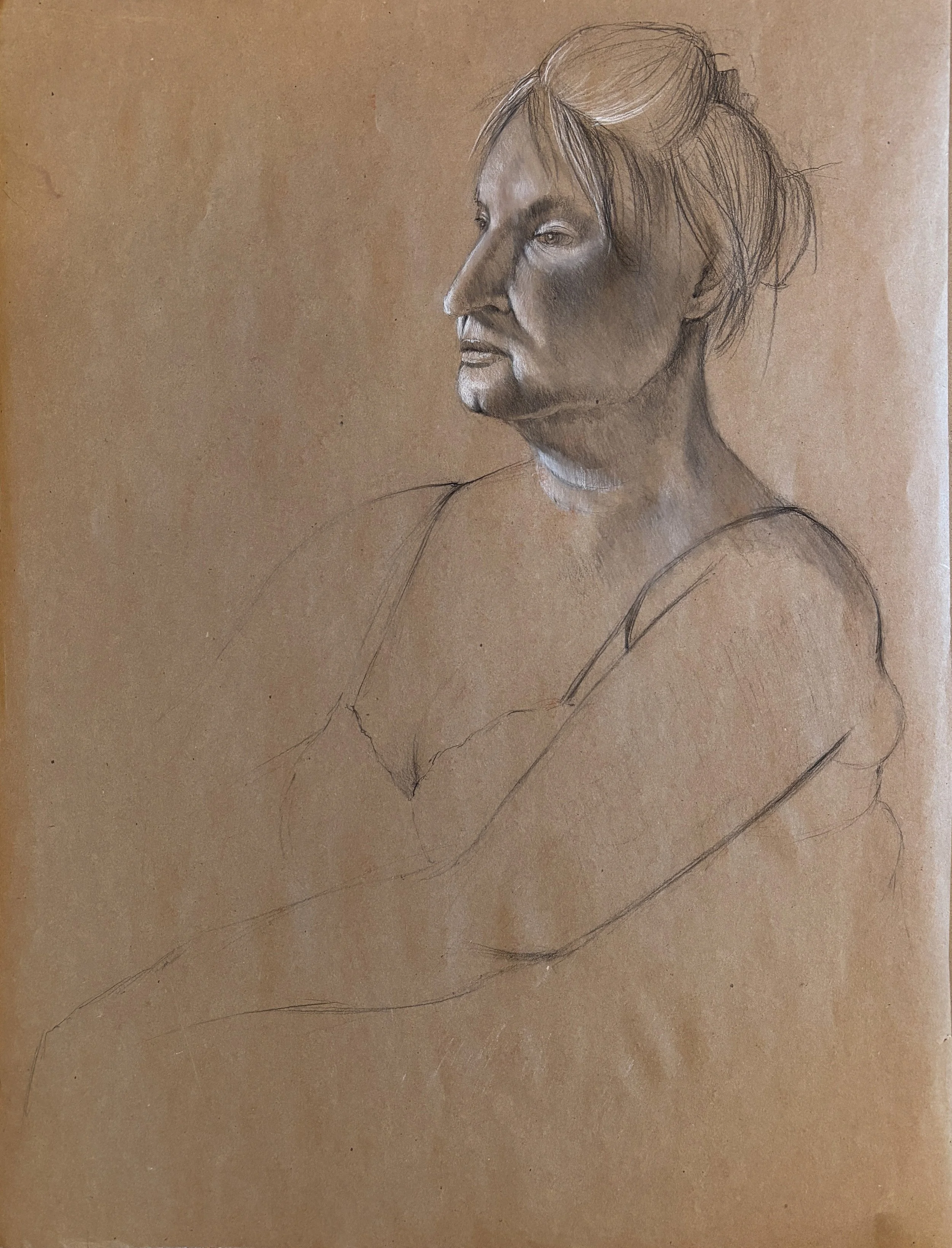 Charcoal on kraft paper
