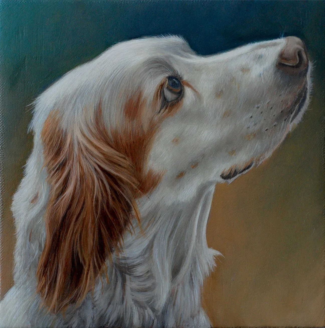 Oil Painting portrait of an English Setter