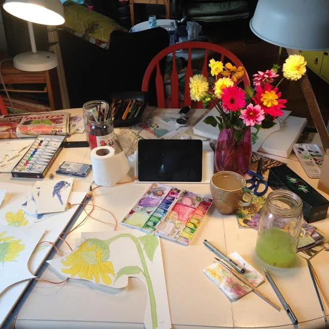 Leanne Rhem's workspace in Picton ON.