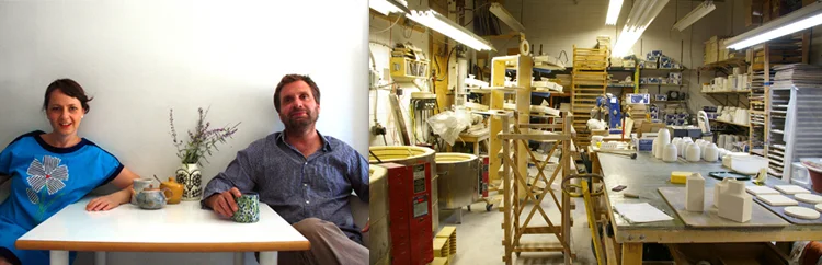 Xenia and Steven, and their studio space.