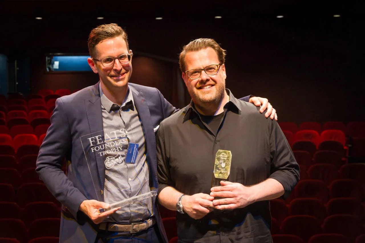Martin and Harald - Beethoven and Quasimodo - with the two trophies for "The Hunchback Variations"