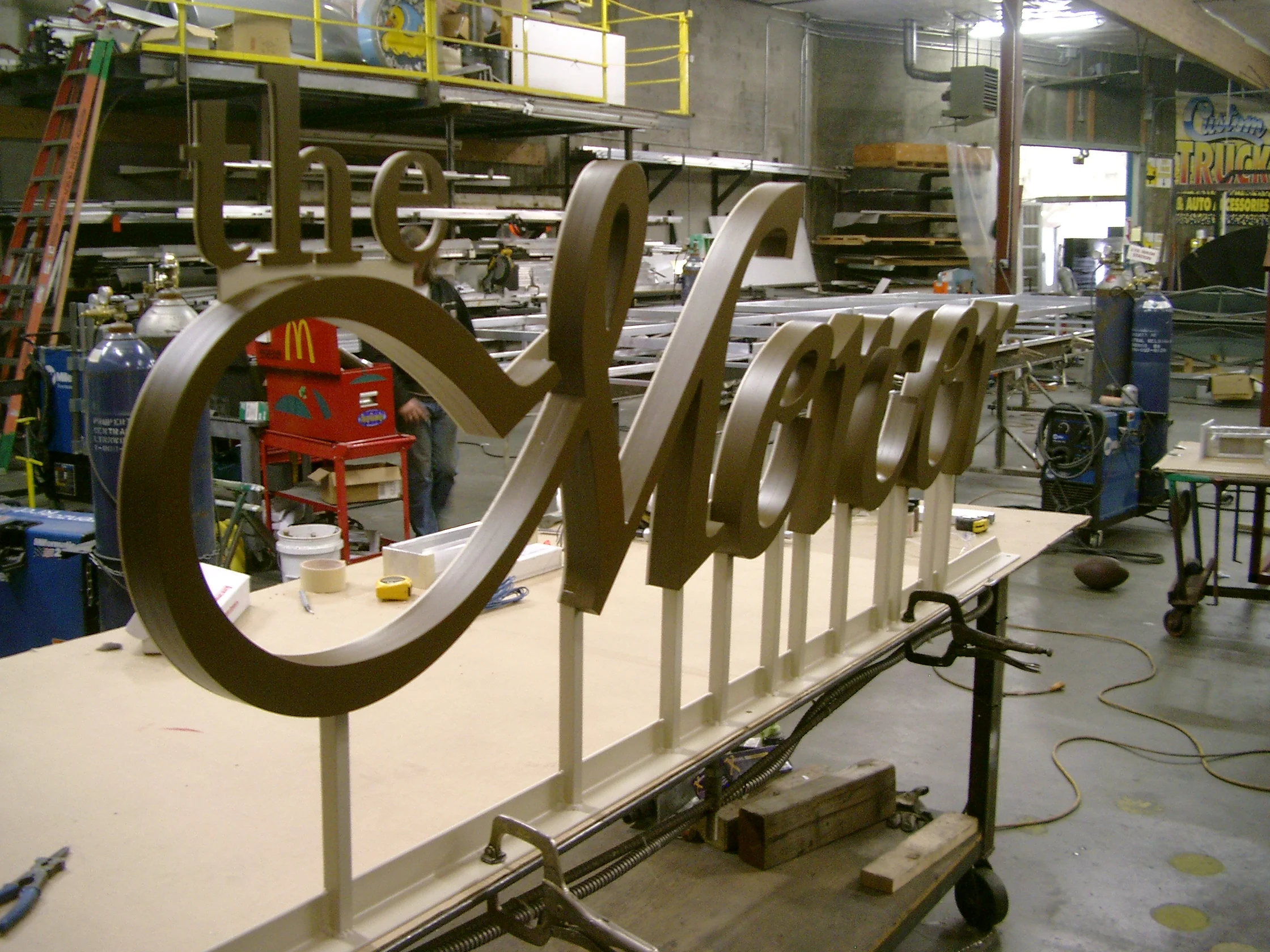  Aluminum, sign foam, paint.&nbsp; 