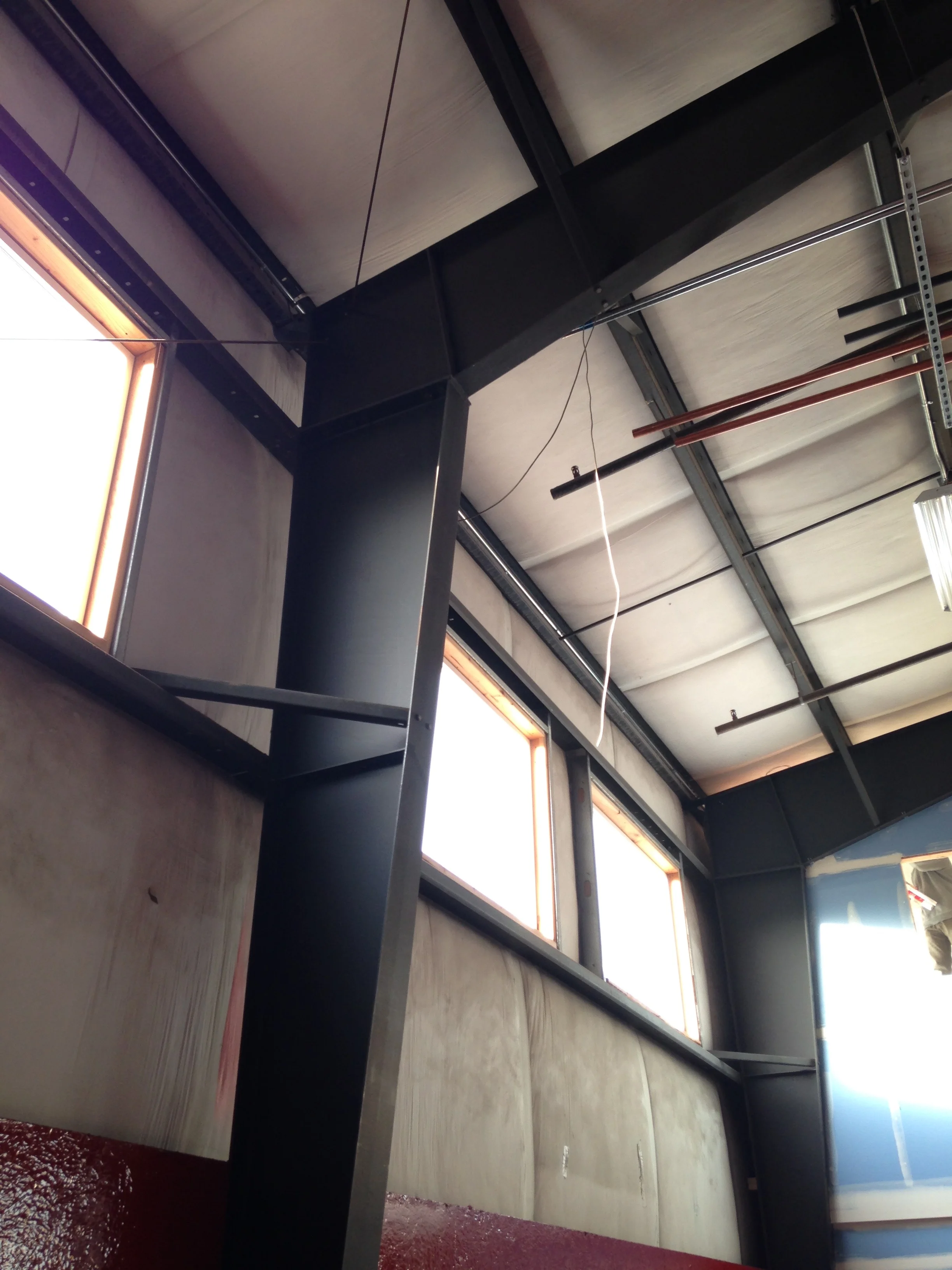 Angled I-beams are throughout the brewery and were an inspiration.