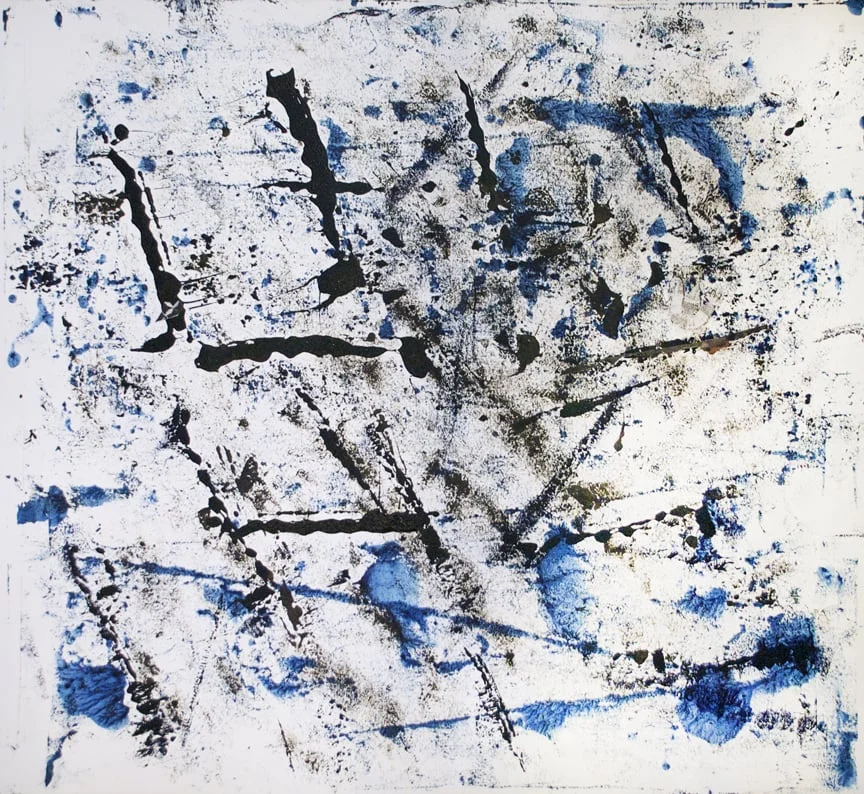 Perched 2014 26" x 28.75" Monotype - Oil Ink and Collage on Paper
