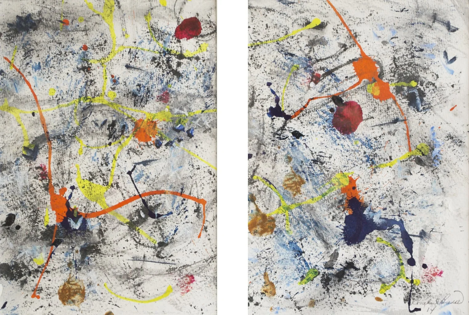Liquid Painting Diptych 2014 10.25" x 7" Each Oil Ink and Monotype on Paper