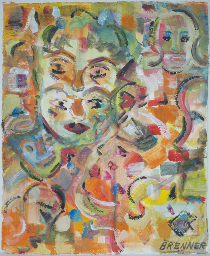 Multiple Face 1995 16.75" x 13.25" Acrylic on Paper