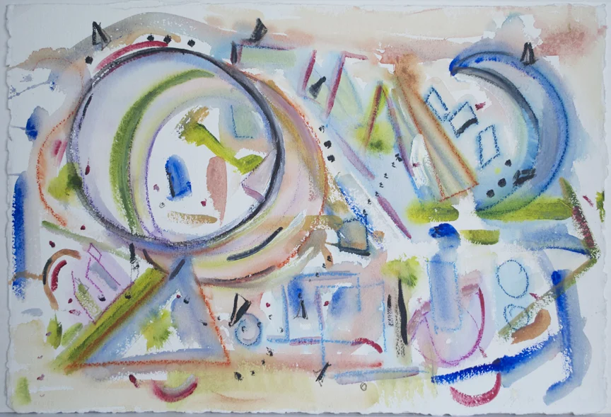 Cubist Still Life 2 2004 16" x 23" Acrylic and Watercolor Pencil on Paper