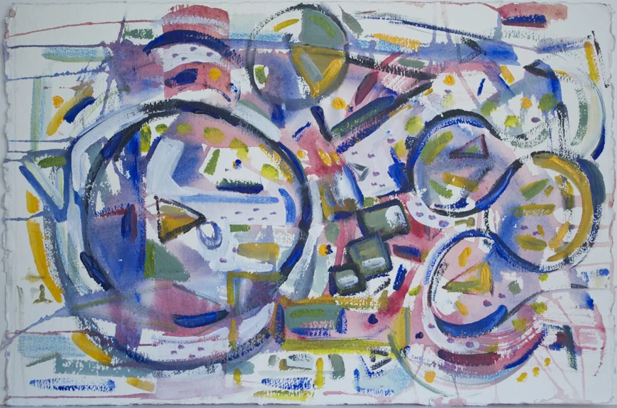 Cubist Still Life 3 2004 15" x 23" Acrylic and Watercolor Pencil on Paper