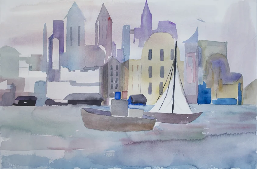 Cityscape Riverview 1997 15" x 22.25" Watercolor on Paper