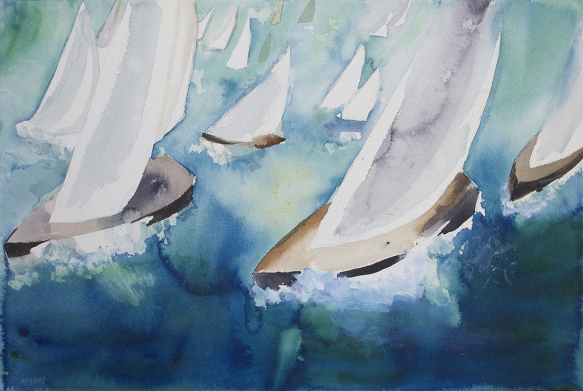 Sailboat Race 3 2000 15" x 22" Watercolor on Paper
