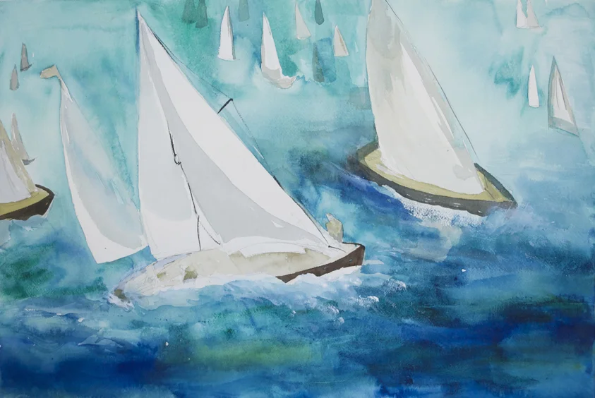 Sailboat Race 1 2000 15" x 22" Watercolor on Paper