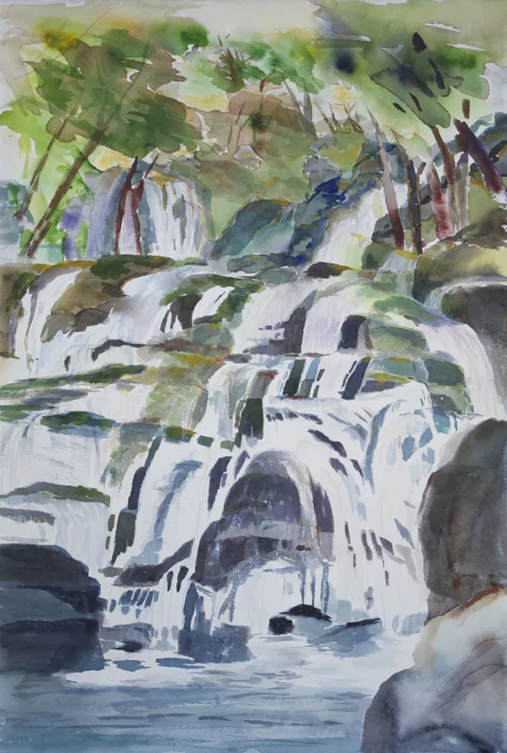 Waterfall Yugoslavia 1995 22.25" x 15" Watercolor on Paper